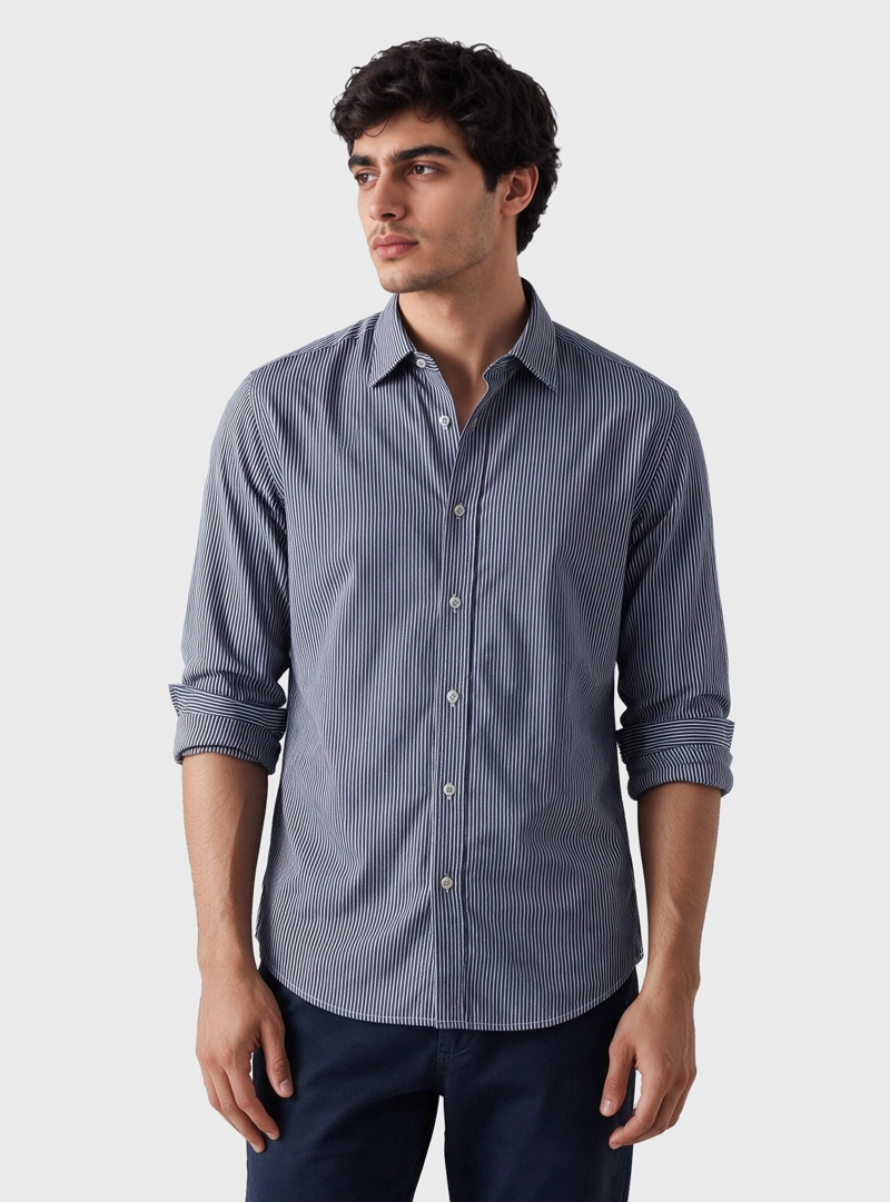 CAMISA A RAYAS SLIM FIT AZUL ARROW - 1