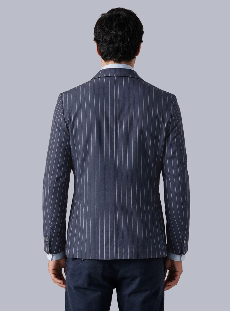 BLAZER RAYAS SPANDEX TAILORED FIT AZUL OSCURO ARROW - 2