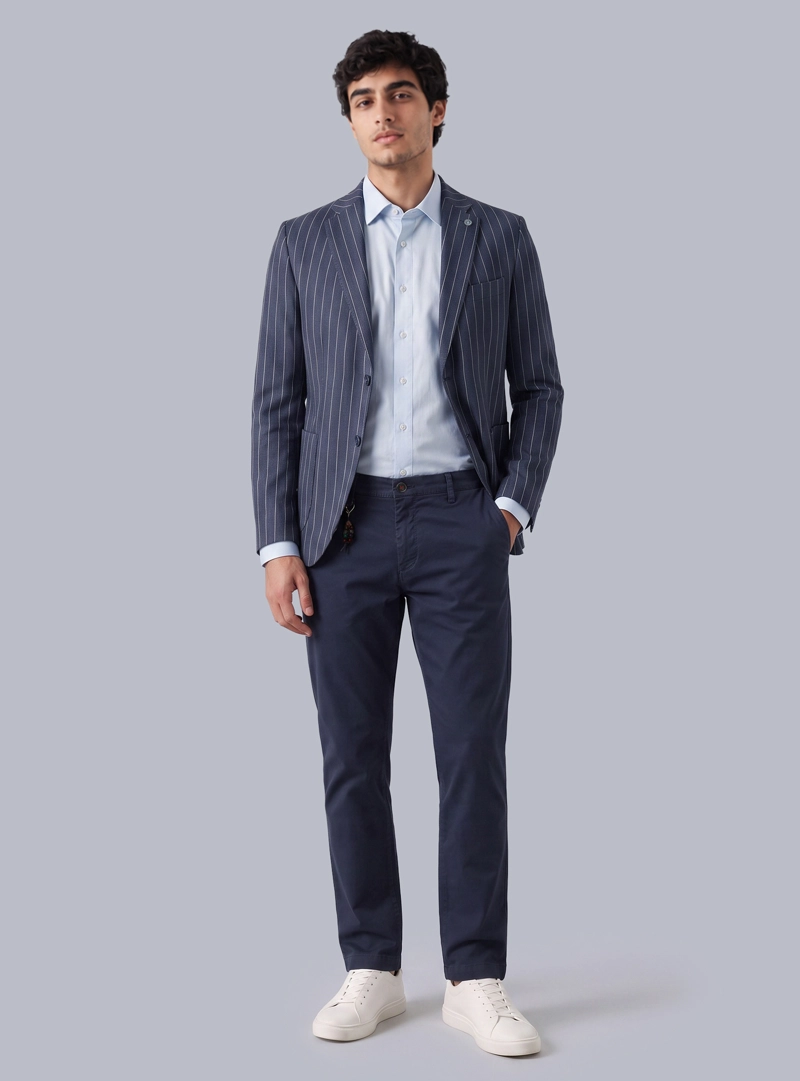 BLAZER RAYAS SPANDEX TAILORED FIT AZUL OSCURO ARROW - 4
