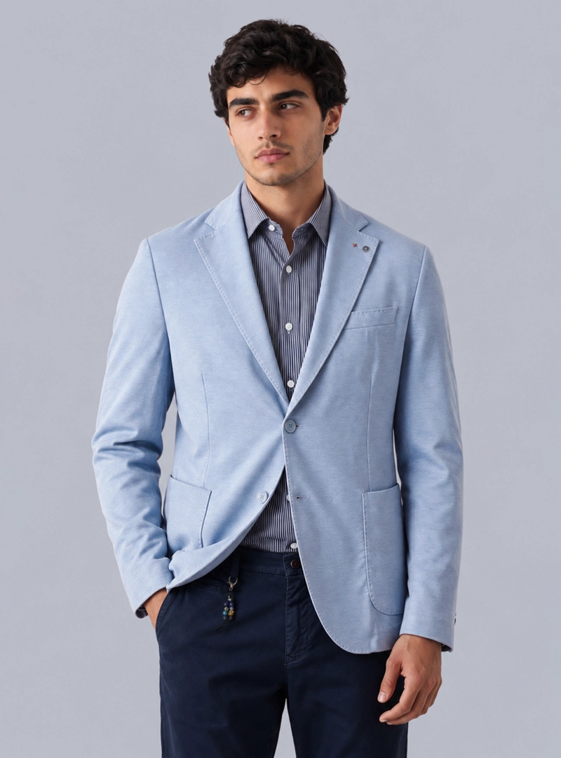 BLAZER POLI VISCOSA SPANDEX TAILORED FIT CELESTE ARROW - 1