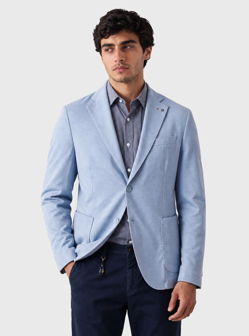 BLAZER POLI VISCOSA SPANDEX TAILORED FIT CELESTE ARROW - 1
