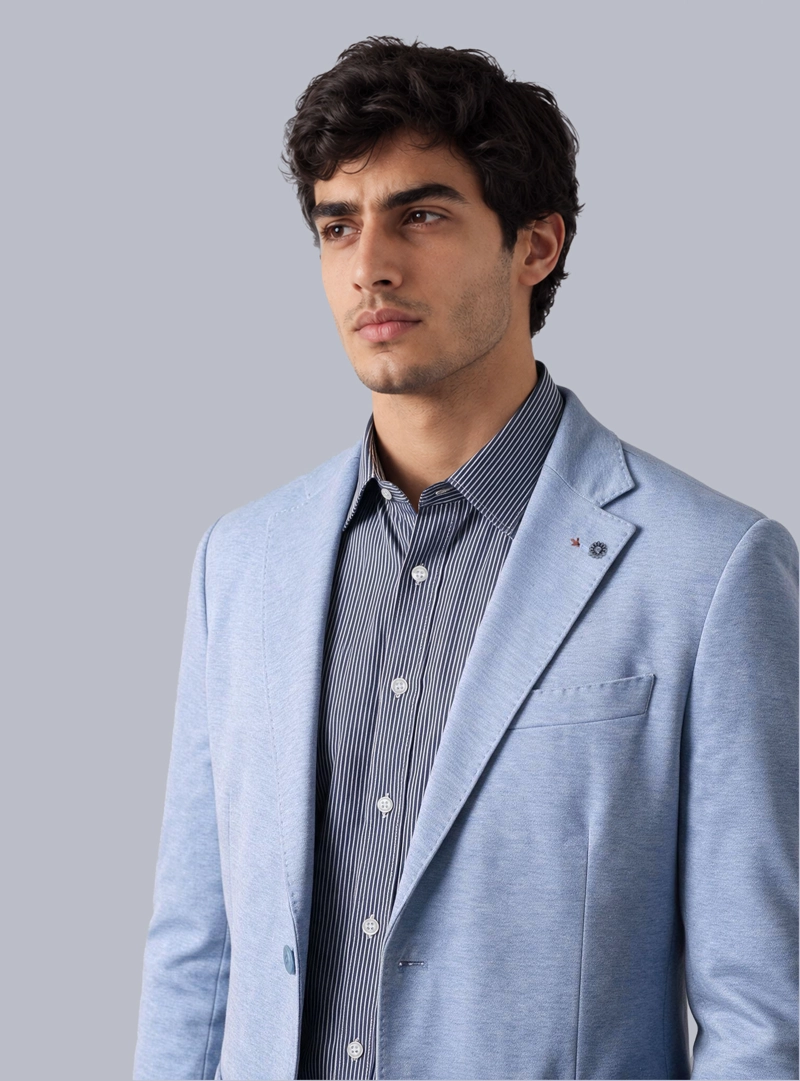 BLAZER POLI VISCOSA SPANDEX TAILORED FIT CELESTE ARROW - 3