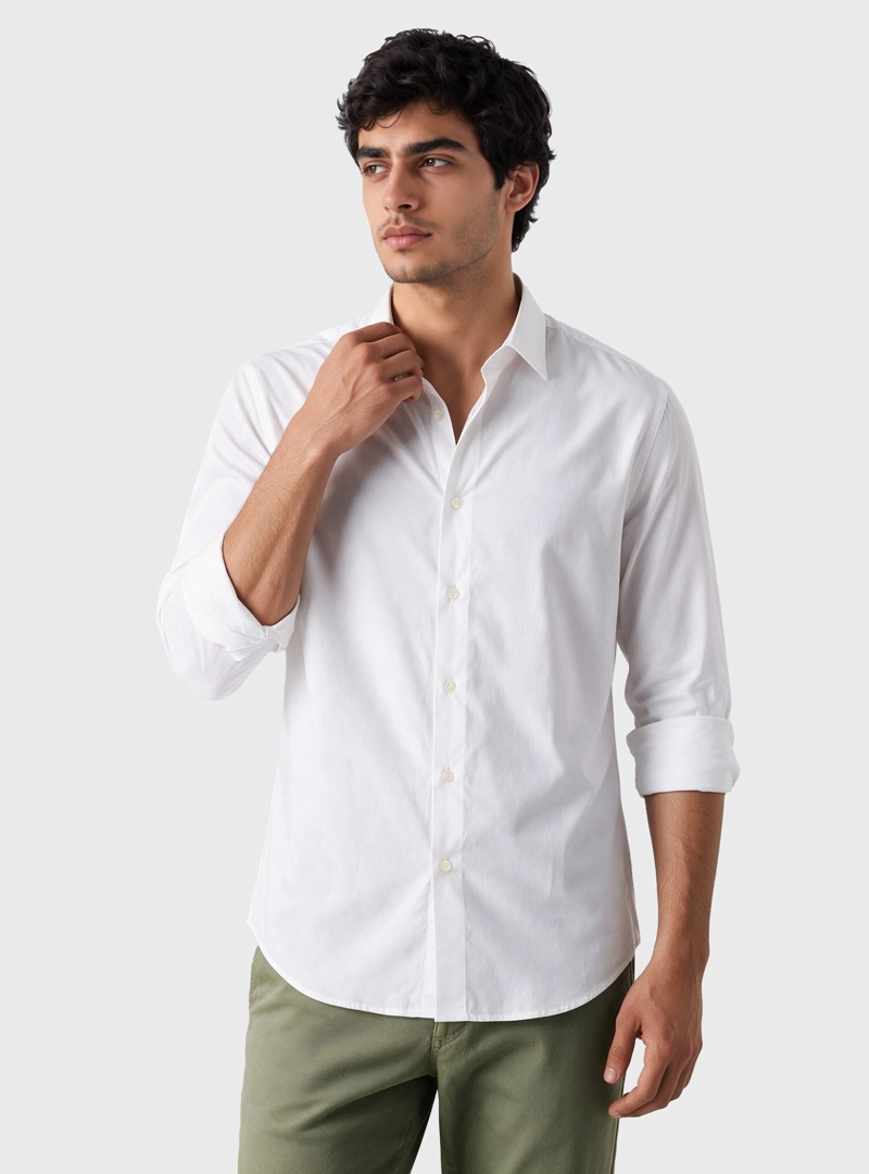 CAMISA LISA SPANDEX SLIM FIT BLANCO ARROW - 1