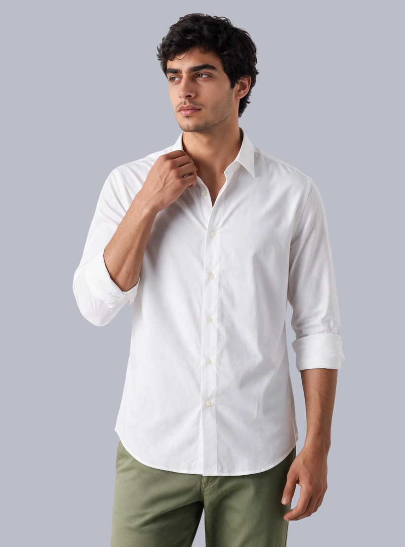 CAMISA LISA SPANDEX SLIM FIT BLANCO ARROW - 1