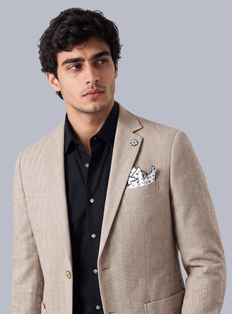 BLAZER LINO-ALGODON TAILORED FIT CAFE ARROW - 3
