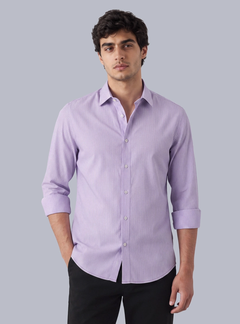 CAMISA A RAYAS SLIM FIT LILA ARROW - 1
