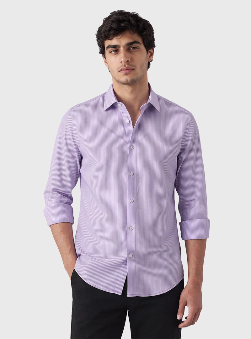 CAMISA A RAYAS SLIM FIT LILA ARROW - 1