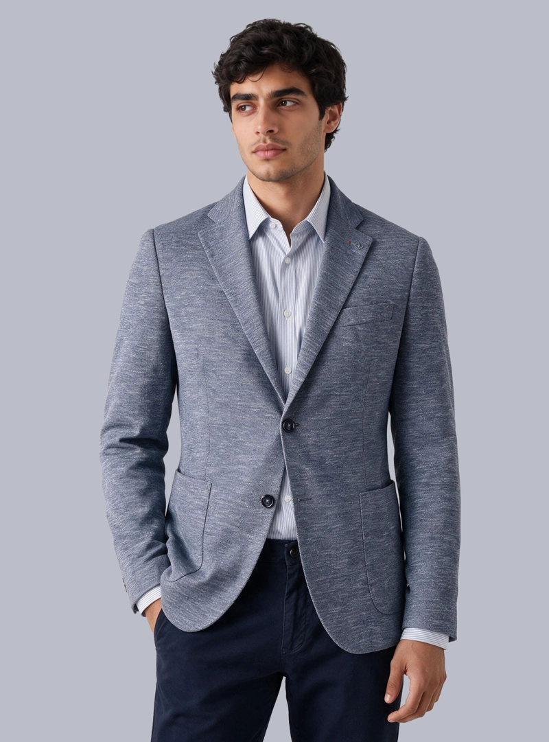 BLAZER FANTASIA SPANDEX TAILORED FIT AZUL ARROW - 1