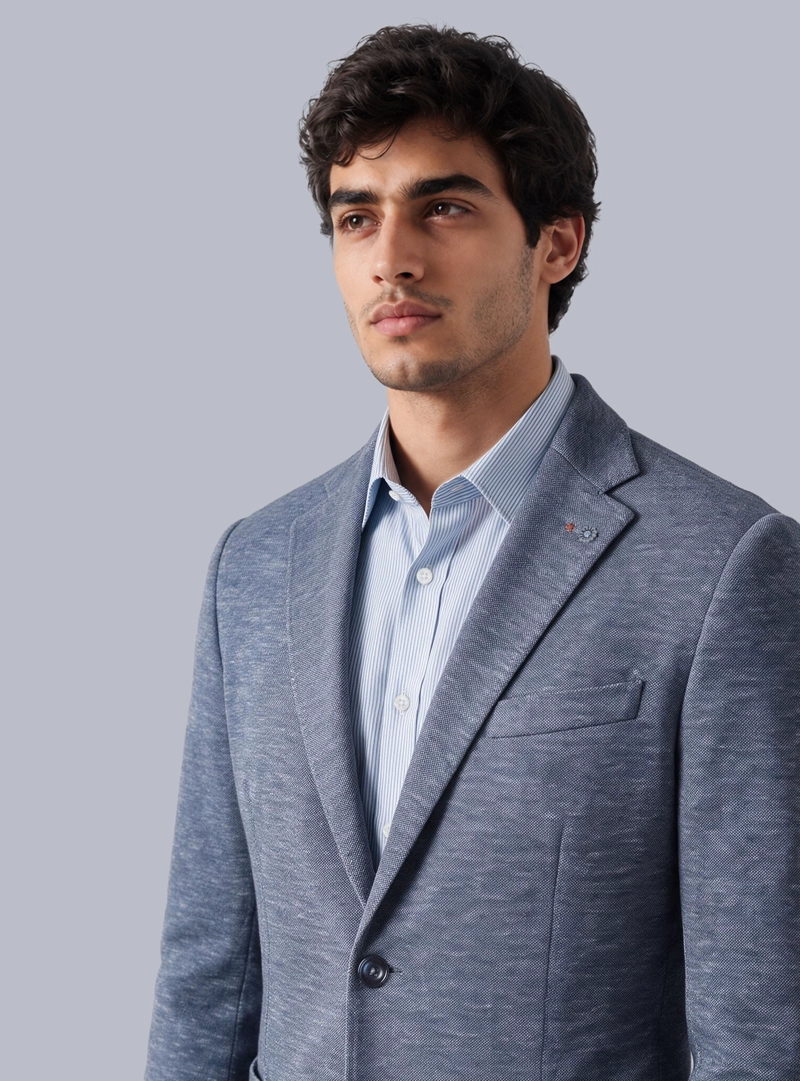 BLAZER FANTASIA SPANDEX TAILORED FIT AZUL ARROW - 3