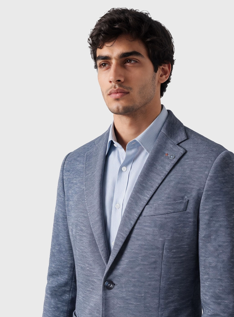 BLAZER FANTASIA SPANDEX TAILORED FIT AZUL ARROW - 3