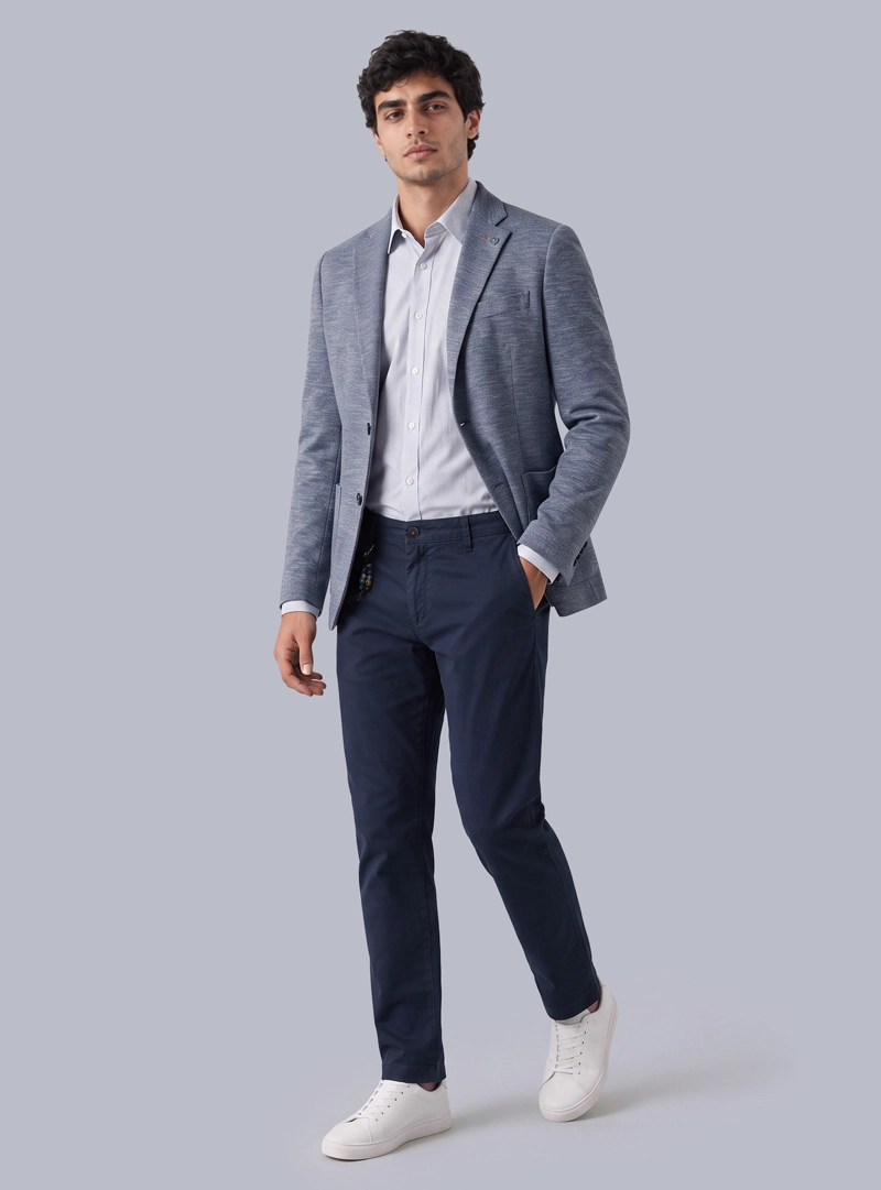BLAZER FANTASIA SPANDEX TAILORED FIT AZUL ARROW - 4
