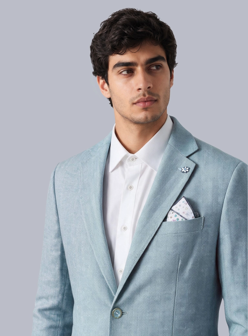 BLAZER LINO-ALGODON TAILORED FIT CELESTE ARROW - 3