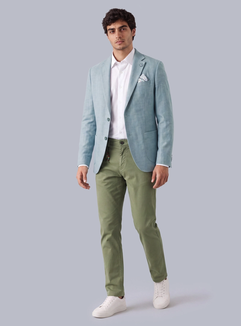 BLAZER LINO-ALGODON TAILORED FIT CELESTE ARROW - 4