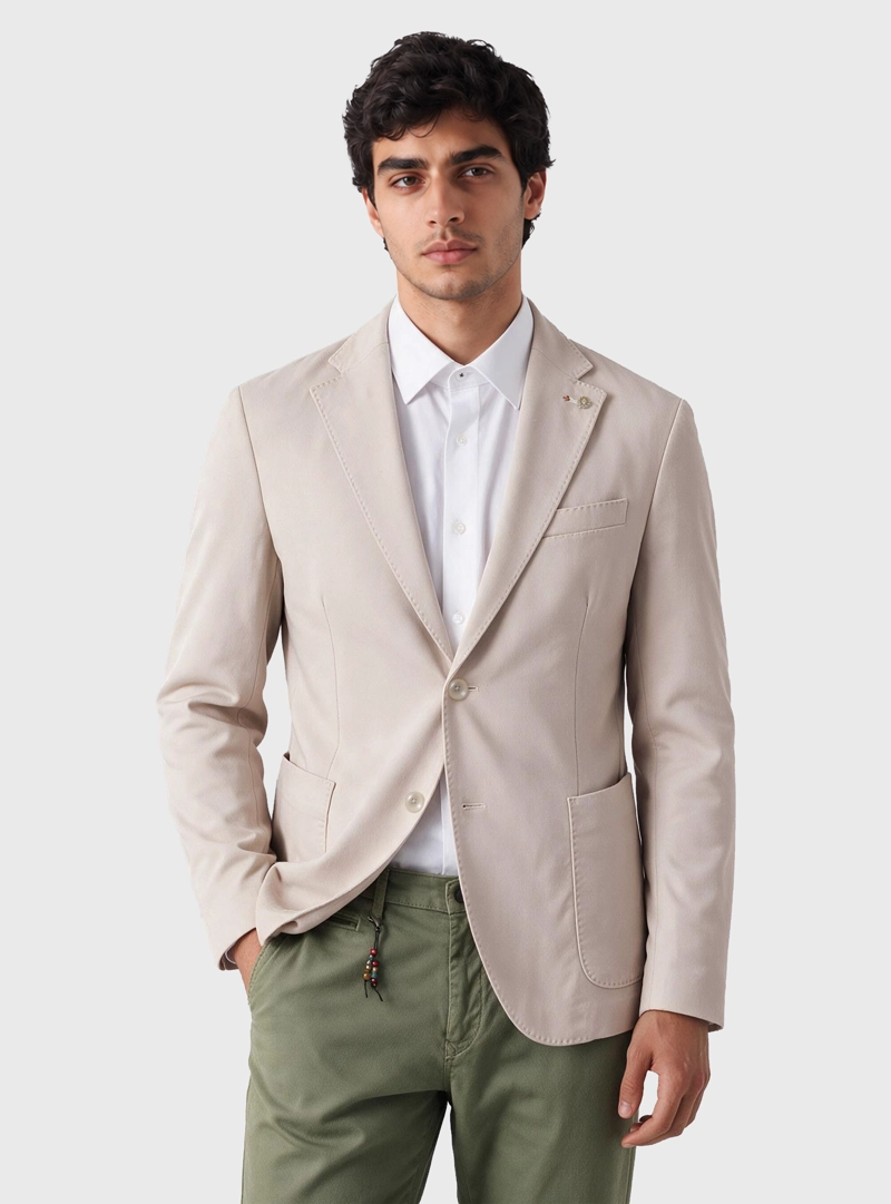 BLAZER LISO SPANDEX TAILORED FIT BEIGE ARROW - 1