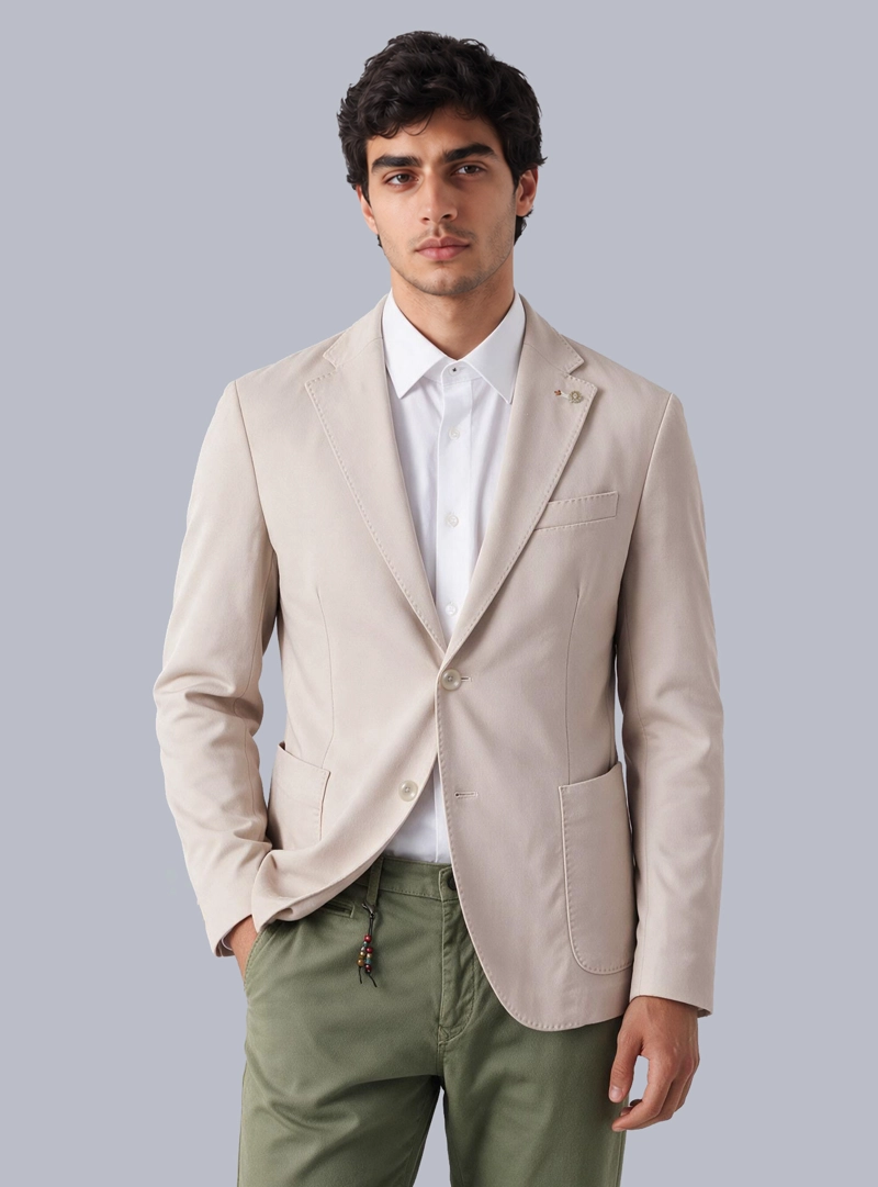 BLAZER LISO SPANDEX TAILORED FIT BEIGE ARROW - 1