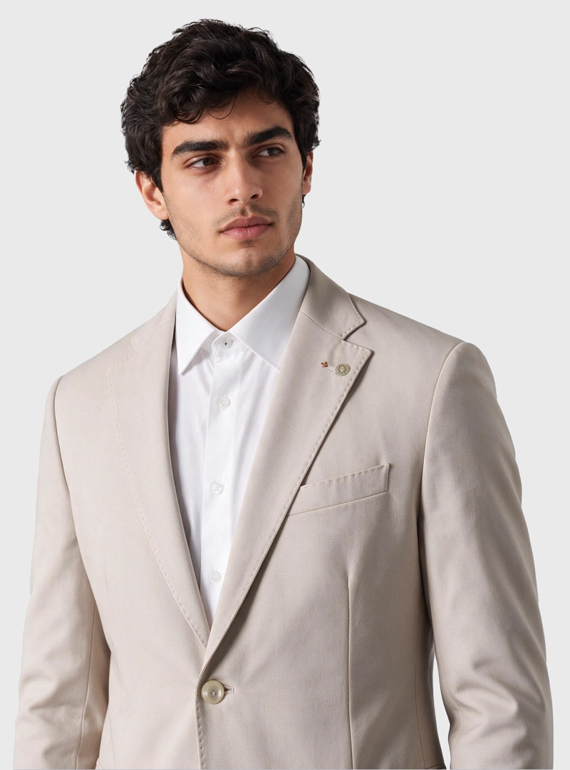 BLAZER LISO SPANDEX TAILORED FIT BEIGE ARROW - 3