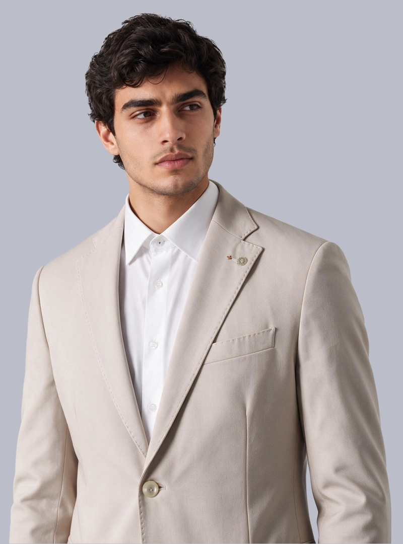 BLAZER LISO SPANDEX TAILORED FIT BEIGE ARROW - 3