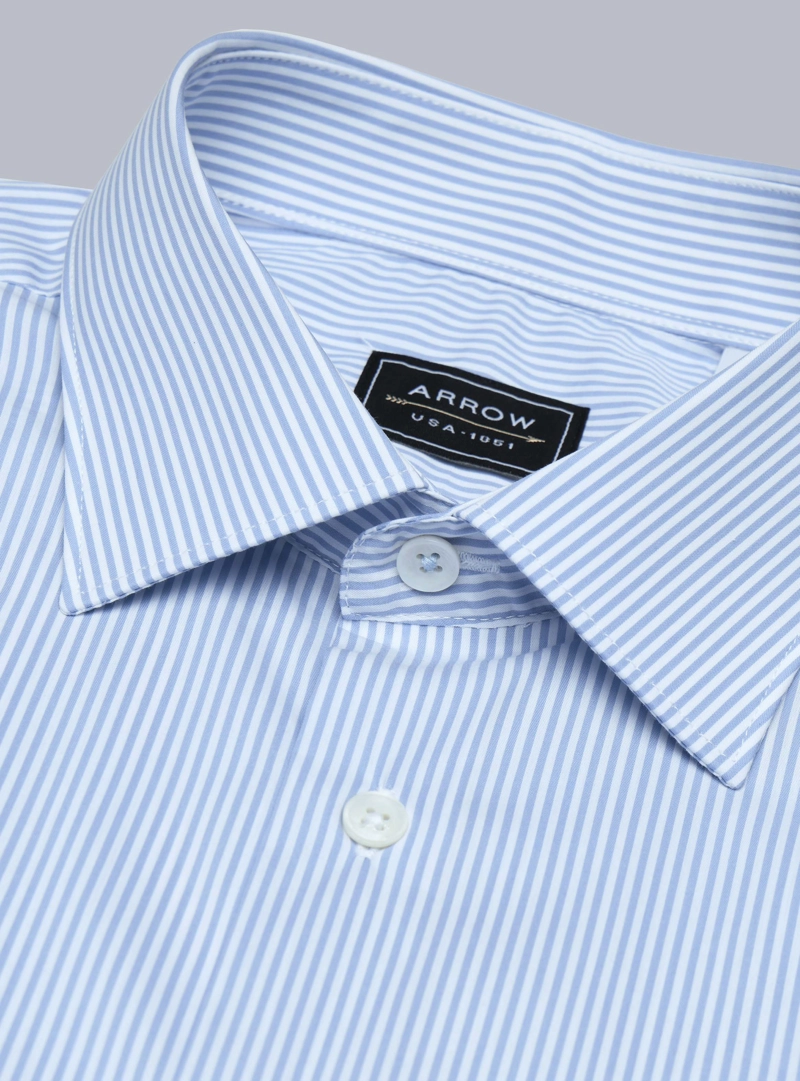 CAMISA A RAYAS SPANDEX SLIM FIT CELESTE ARROW - 5