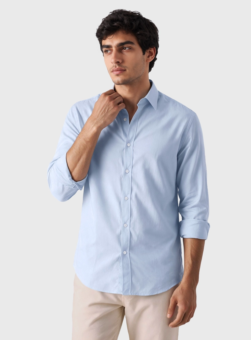 CAMISA LISA SPANDEX SLIM FIT CELESTE ARROW - 1