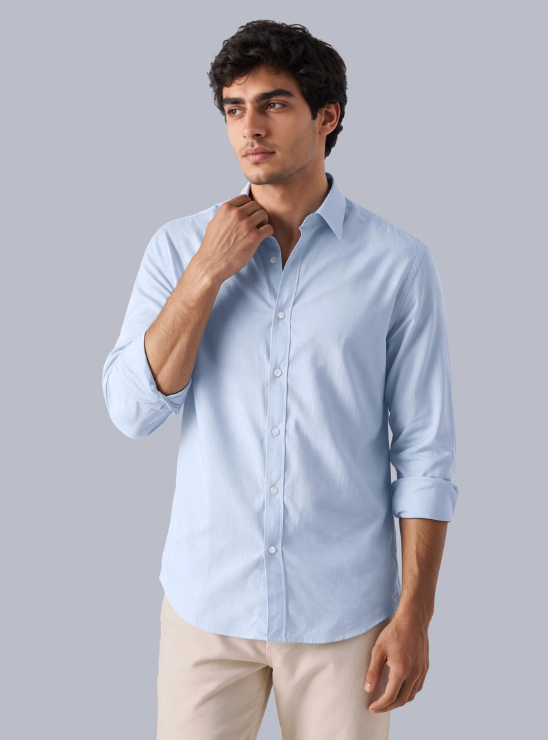 CAMISA LISA SPANDEX SLIM FIT CELESTE ARROW - 1