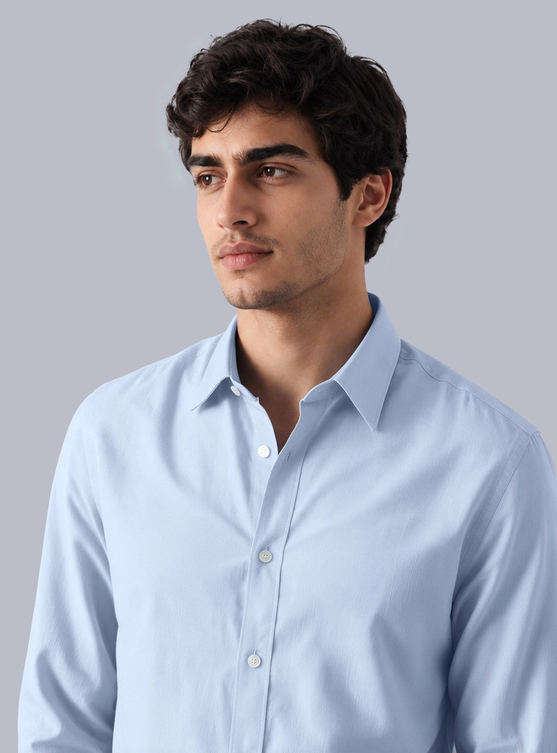 CAMISA LISA SPANDEX SLIM FIT CELESTE ARROW - 3