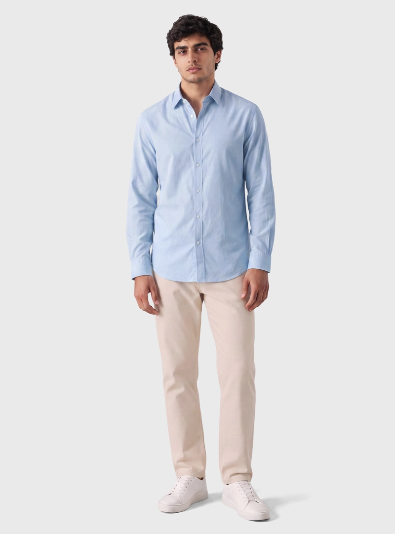 CAMISA LISA SPANDEX SLIM FIT CELESTE ARROW - 4