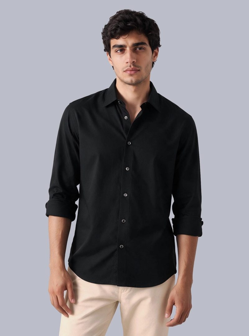 CAMISA LISA SPANDEX SLIM FIT NEGRO ARROW - 1