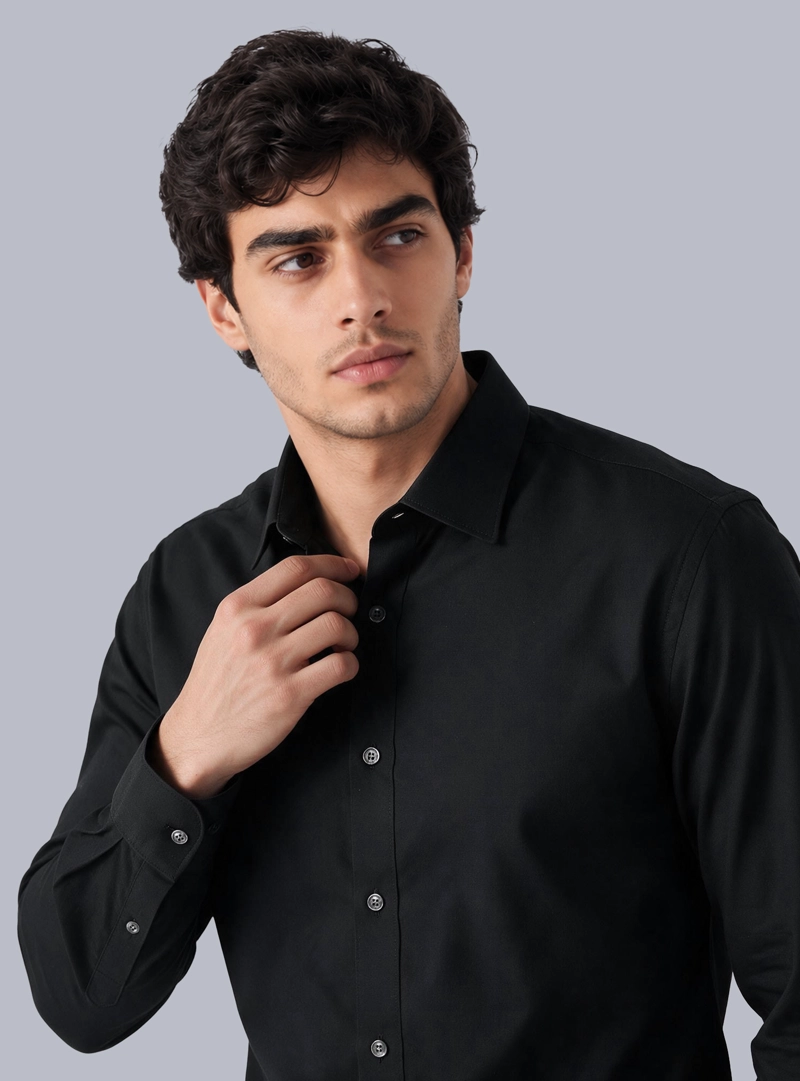 CAMISA LISA SPANDEX SLIM FIT NEGRO ARROW - 3