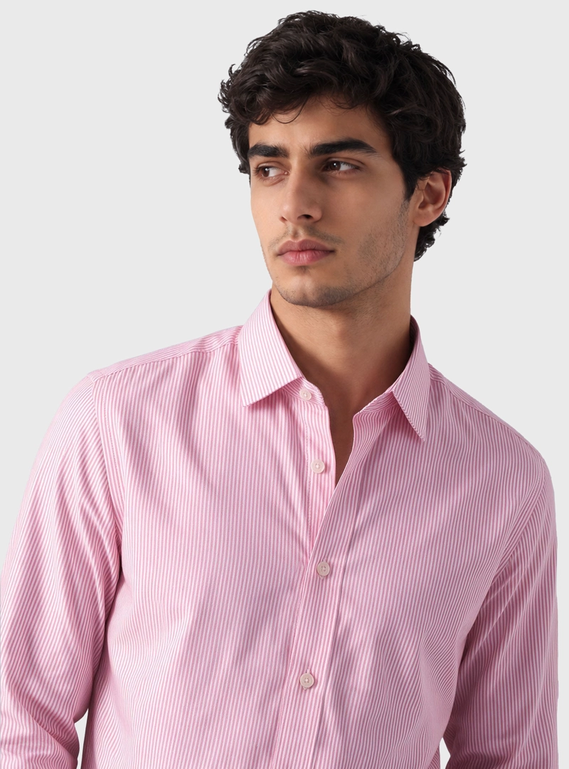 CAMISA A RAYAS SPANDEX SLIM FIT ROSADO ARROW - 3