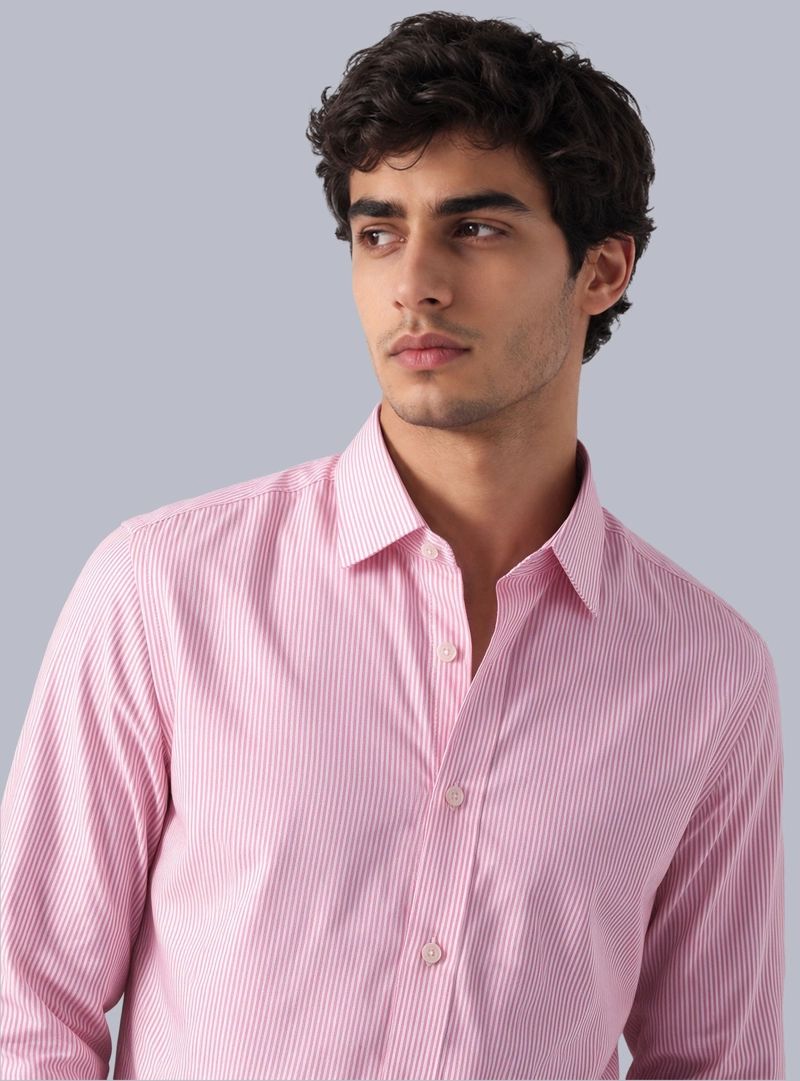 CAMISA A RAYAS SPANDEX SLIM FIT ROSADO ARROW - 3