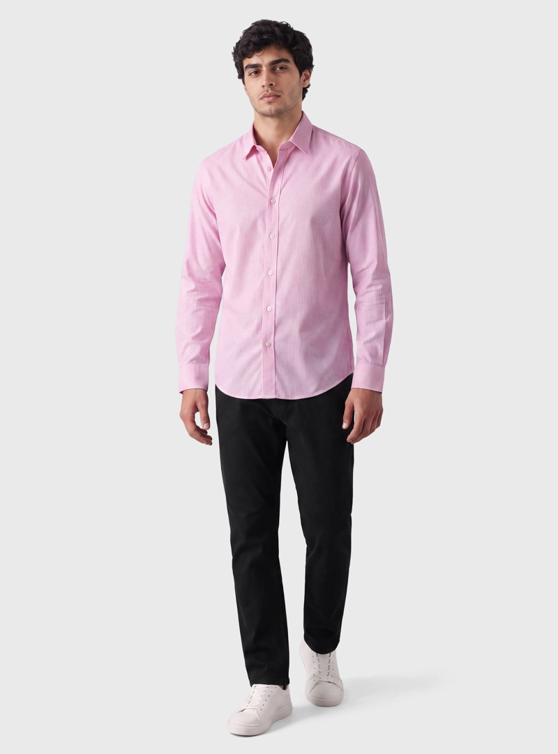 CAMISA A RAYAS SPANDEX SLIM FIT ROSADO ARROW - 4