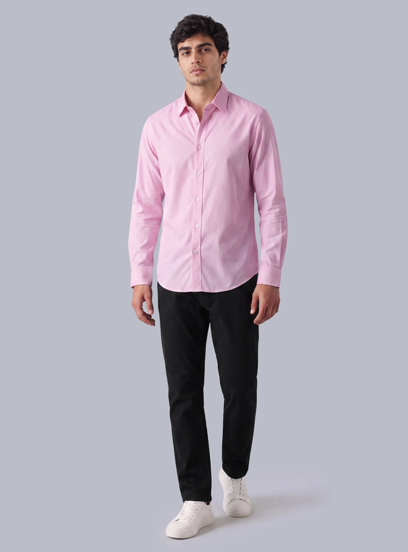 CAMISA A RAYAS SPANDEX SLIM FIT ROSADO ARROW - 4