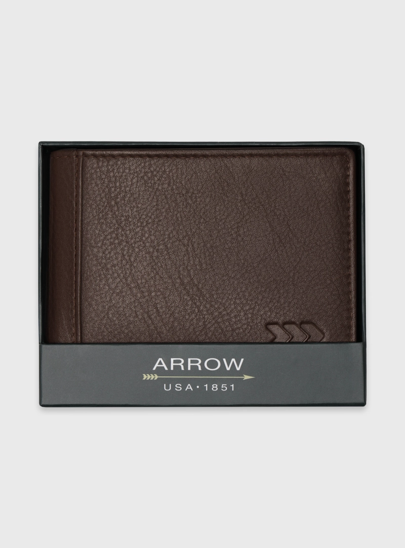 BILLETERA CUERO LISA CAFE  ARROW - 5