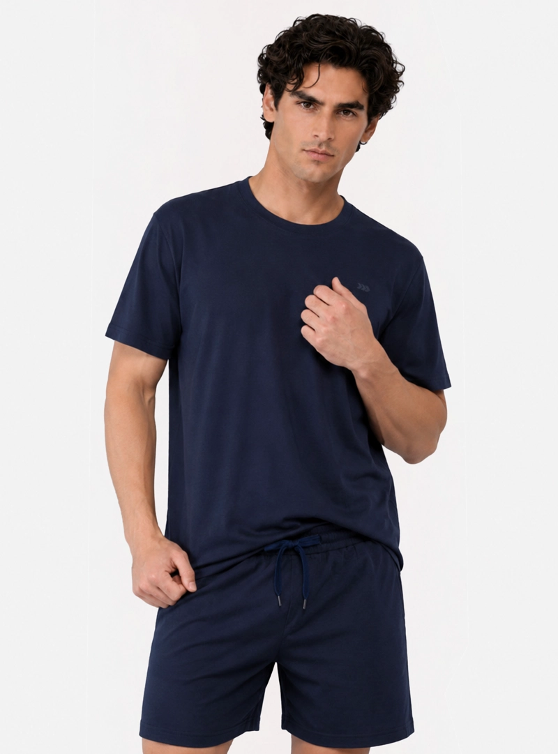 PIJAMA CORTO CUELLO REDONDO REGULAR FIT AZUL ARROW - 1