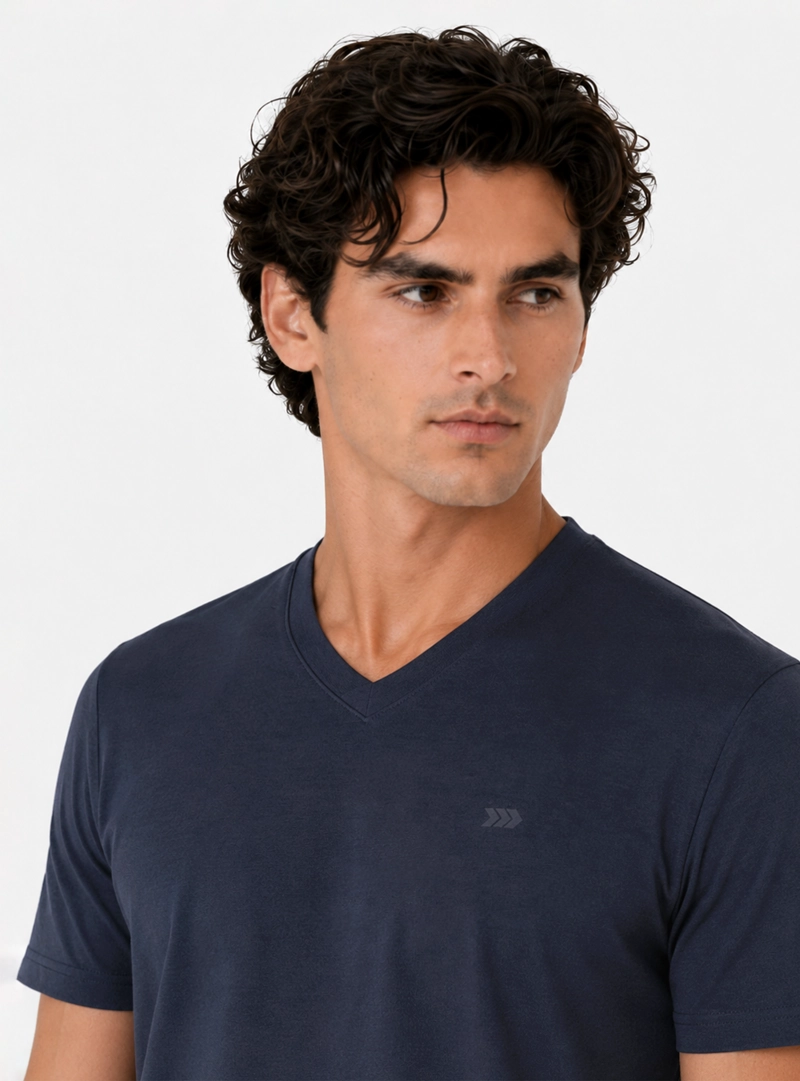PIJAMA CORTO CUELLO V REGULAR FIT AZUL ARROW - 3