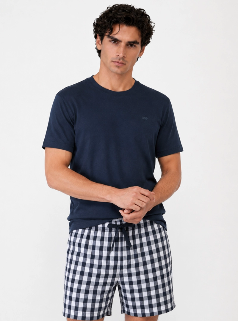 PIJAMA CORTO CUELLO REDONDO REGULAR FIT AZUL ARROW - 1