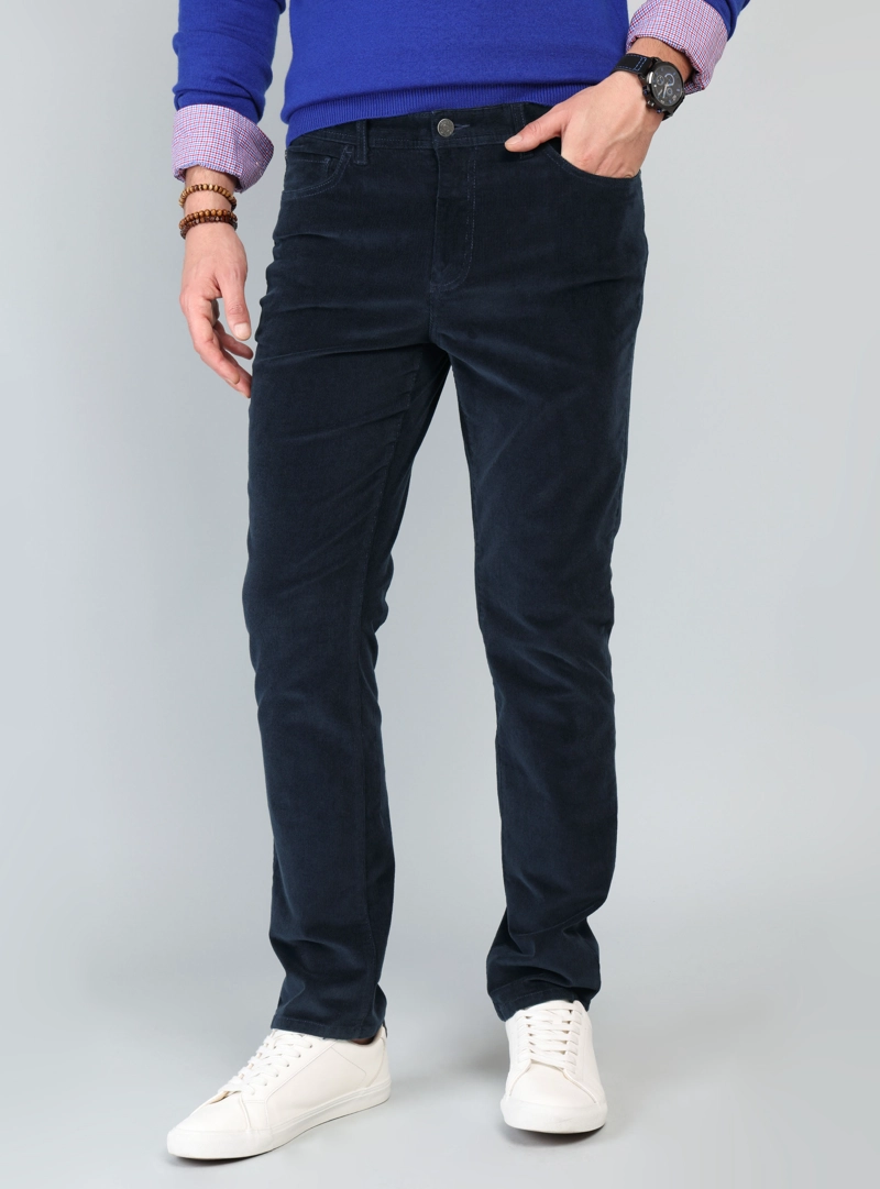 PANTALON COTELE SPANDEX REGULAR FIT AZUL ARROW - 1