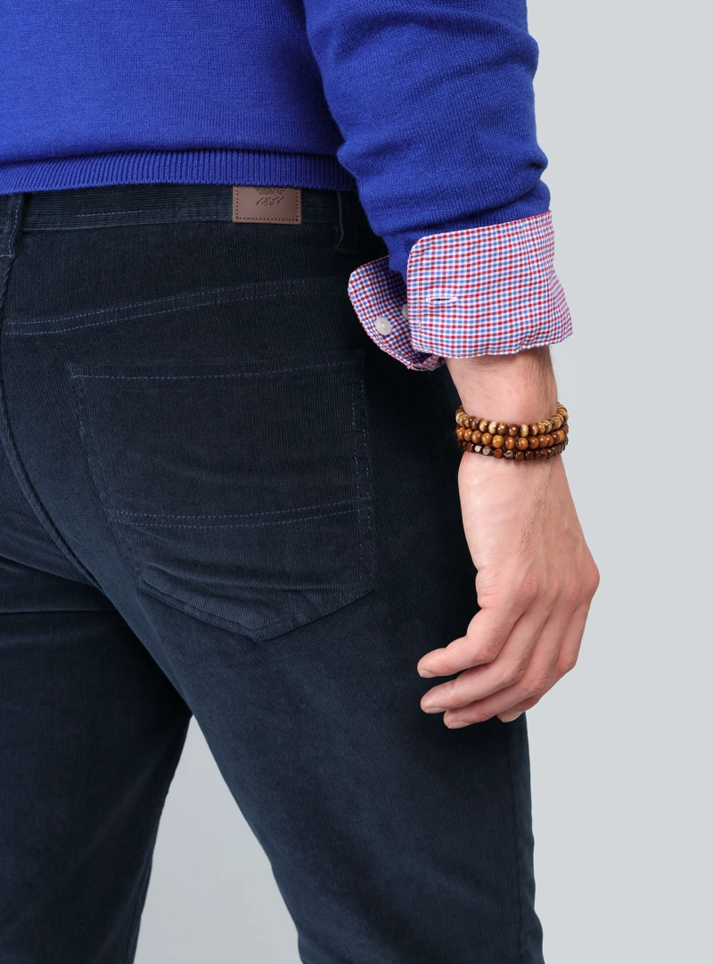 PANTALON COTELE SPANDEX REGULAR FIT AZUL ARROW - 3