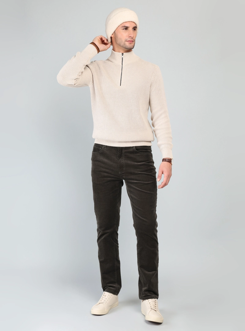 PANTALON COTELE SPANDEX REGULAR FIT CAFE ARROW - 4