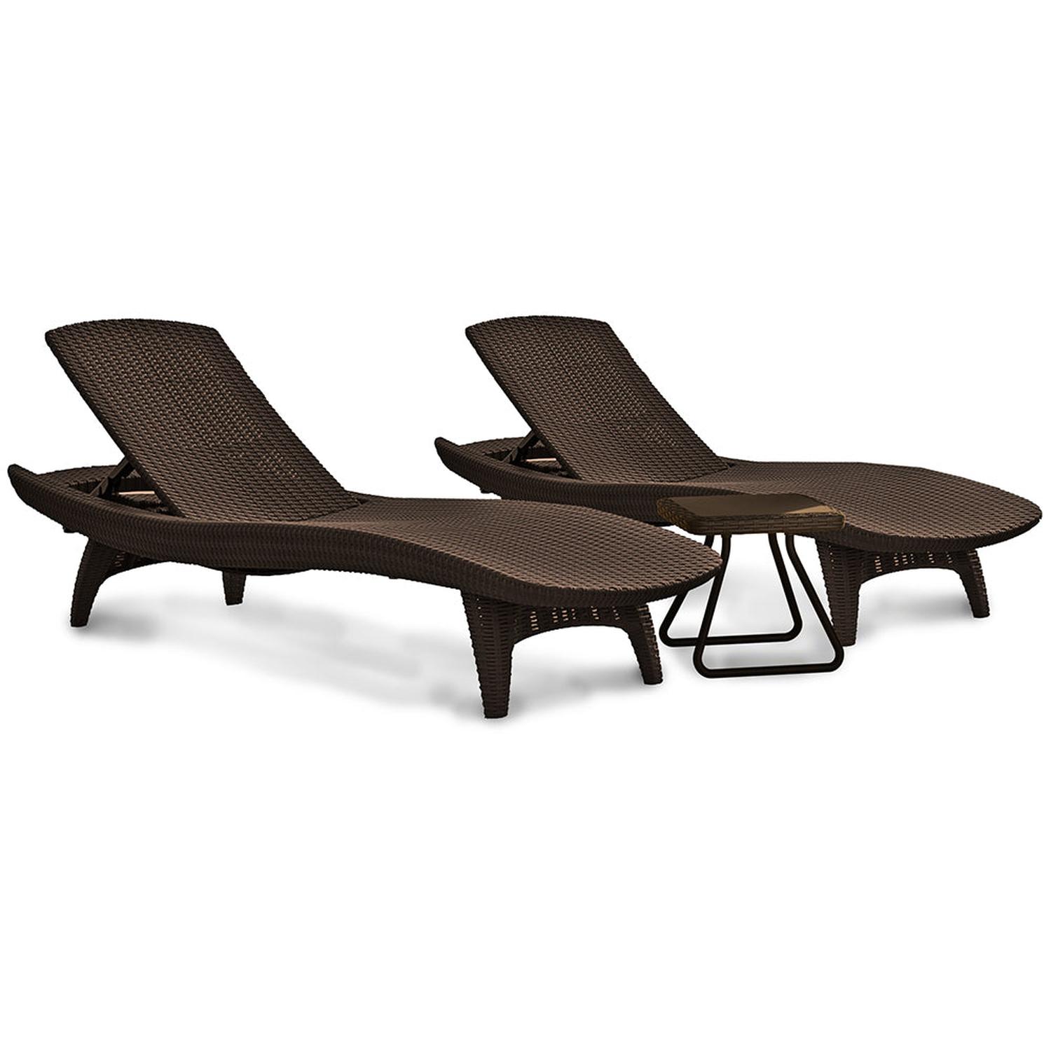 JUEGO DE REPOSERAS Y MESA MARRON PACIFIC SUN KETER - 1