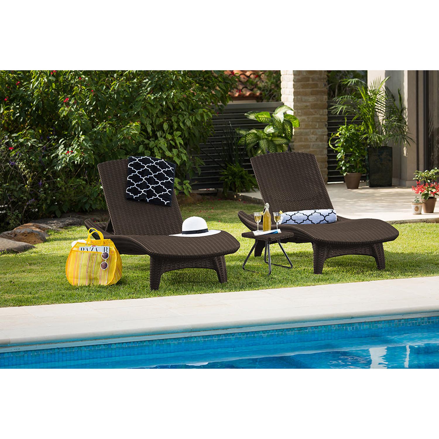 JUEGO DE REPOSERAS Y MESA MARRON PACIFIC SUN KETER - 5