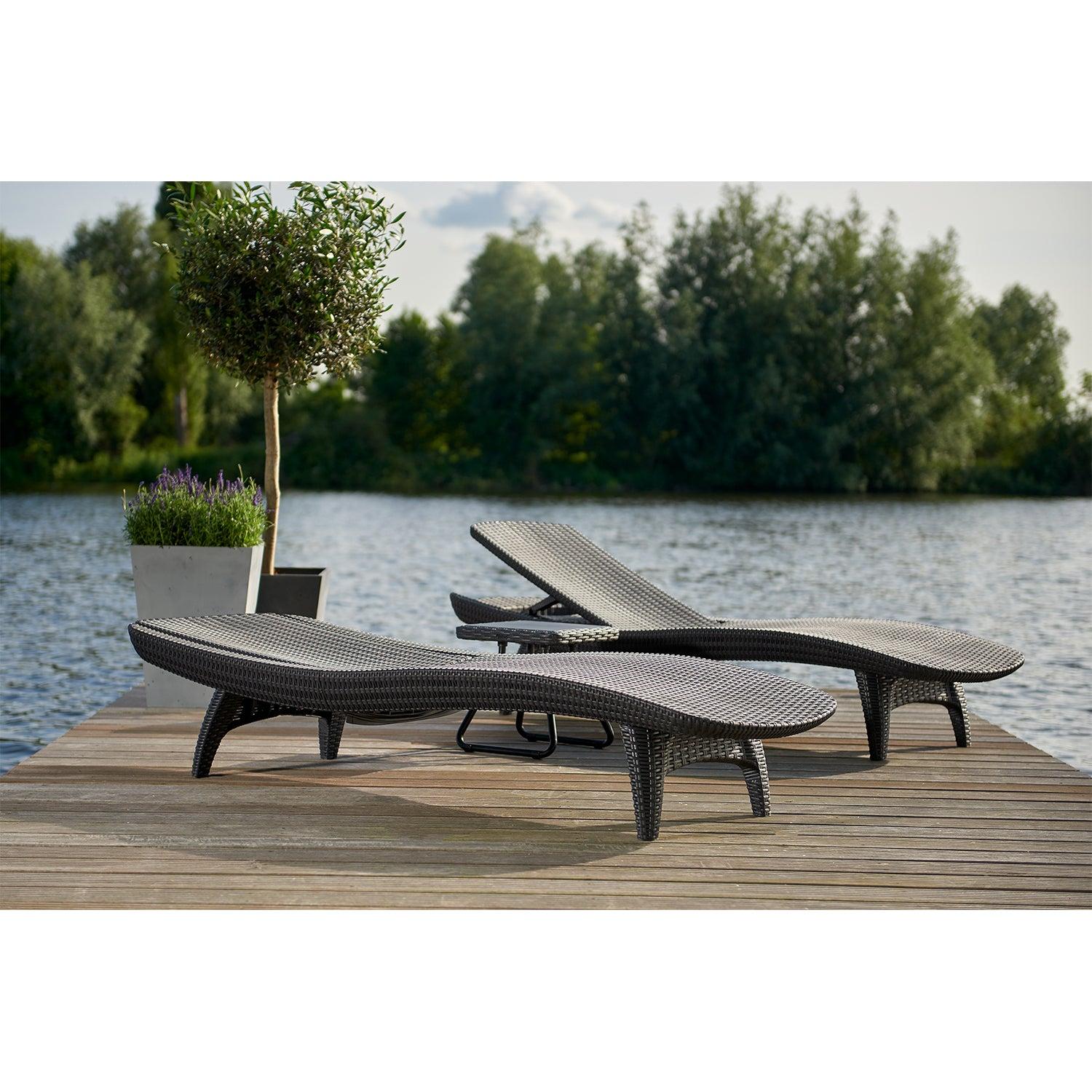 JUEGO DE REPOSERAS Y MESA MARRON PACIFIC SUN KETER - 6