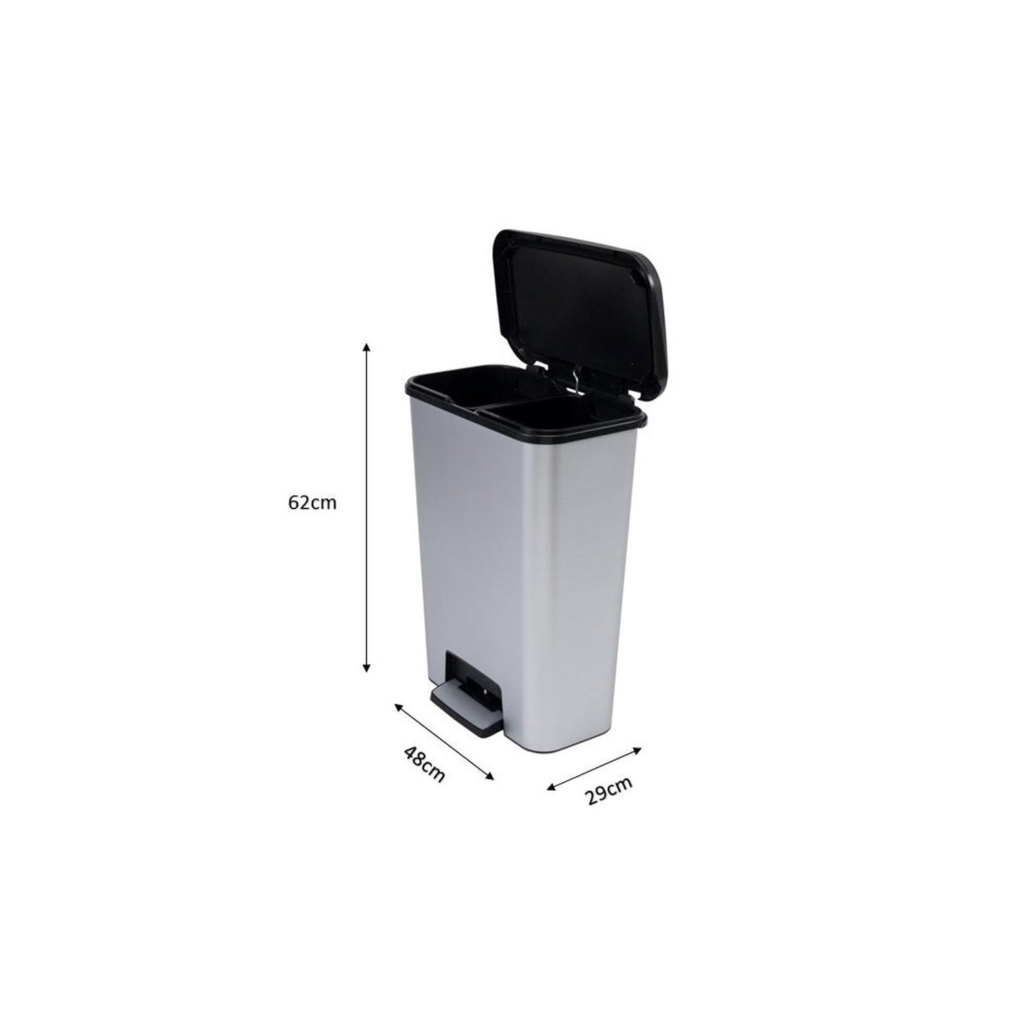 BASURERO KETER COMPATTA DUO 50L STEEL RECICLAJE - 5