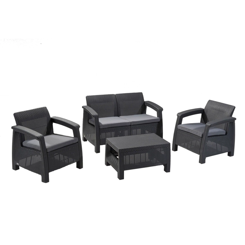 JUEGO TERRAZA KETER CORFU JARDIN 2 CUERPOS GRAFITO - 1