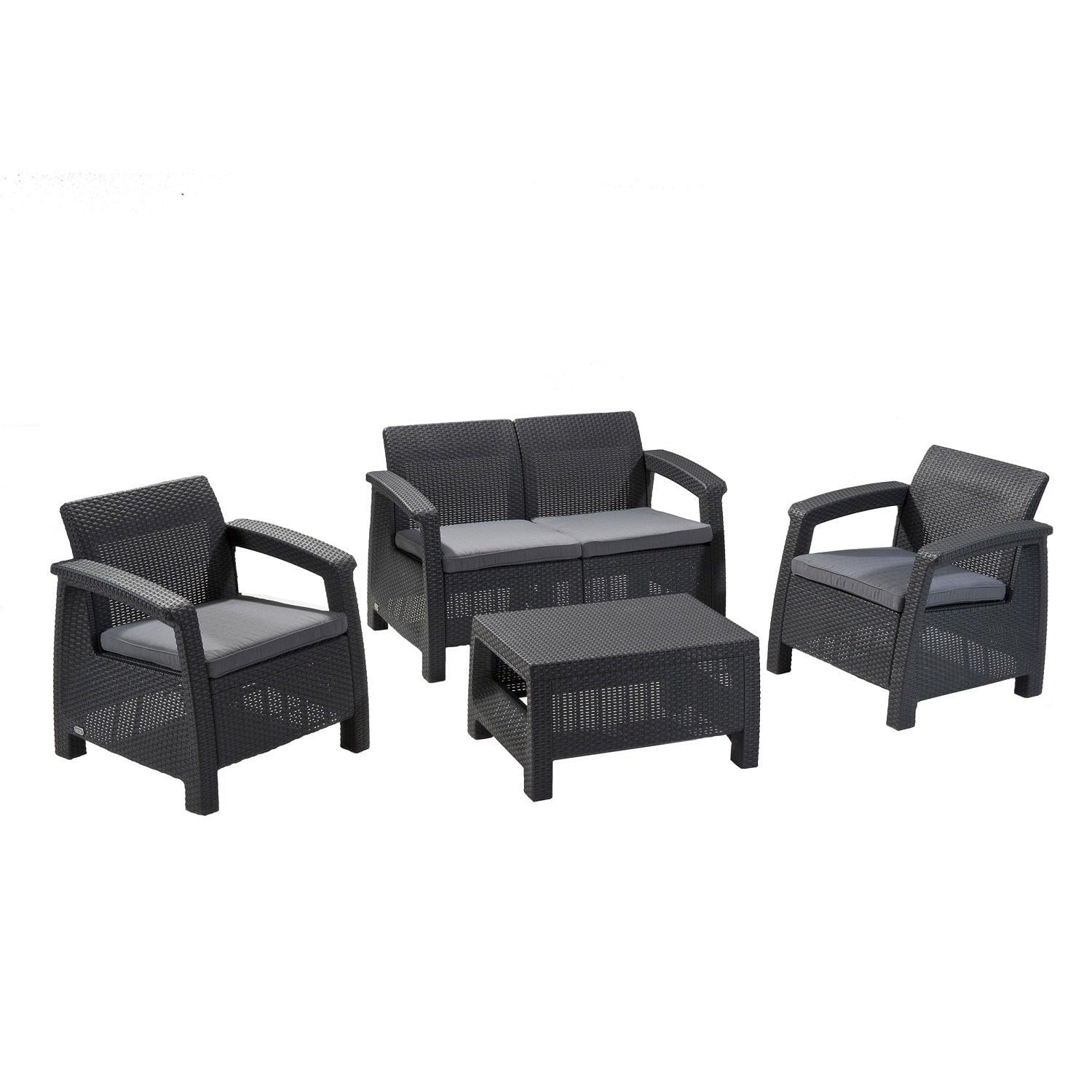 JUEGO TERRAZA KETER CORFU JARDIN 2 CUERPOS GRAFITO - 1