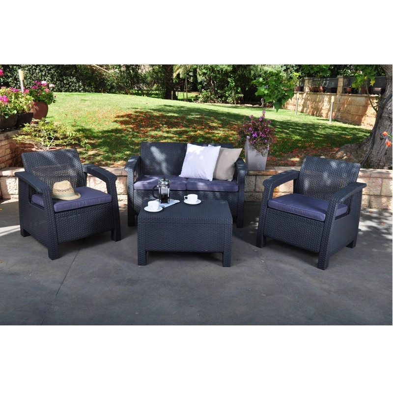 JUEGO TERRAZA KETER CORFU JARDIN 2 CUERPOS GRAFITO - 2