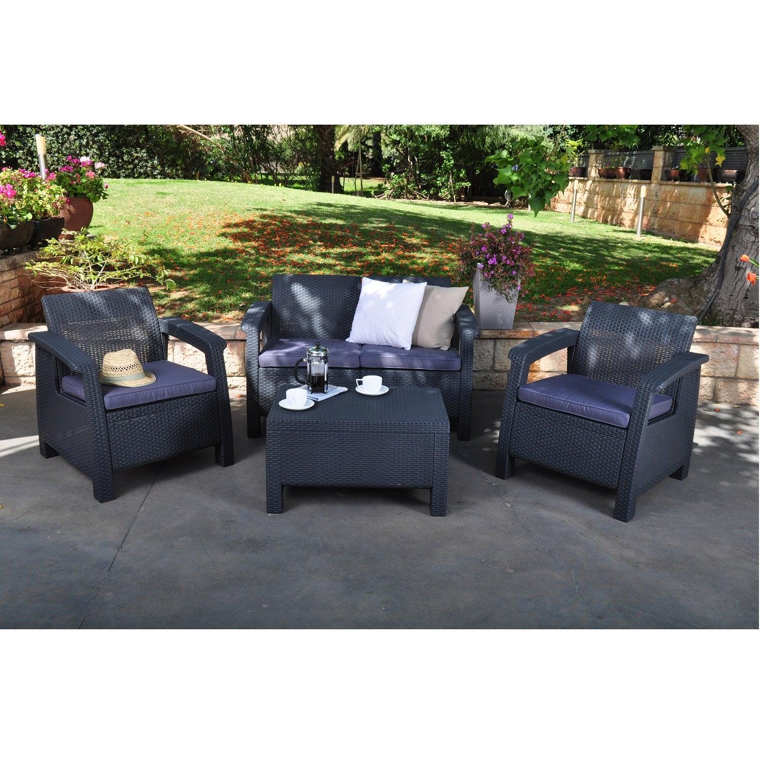 JUEGO TERRAZA KETER CORFU JARDIN 2 CUERPOS GRAFITO - 2