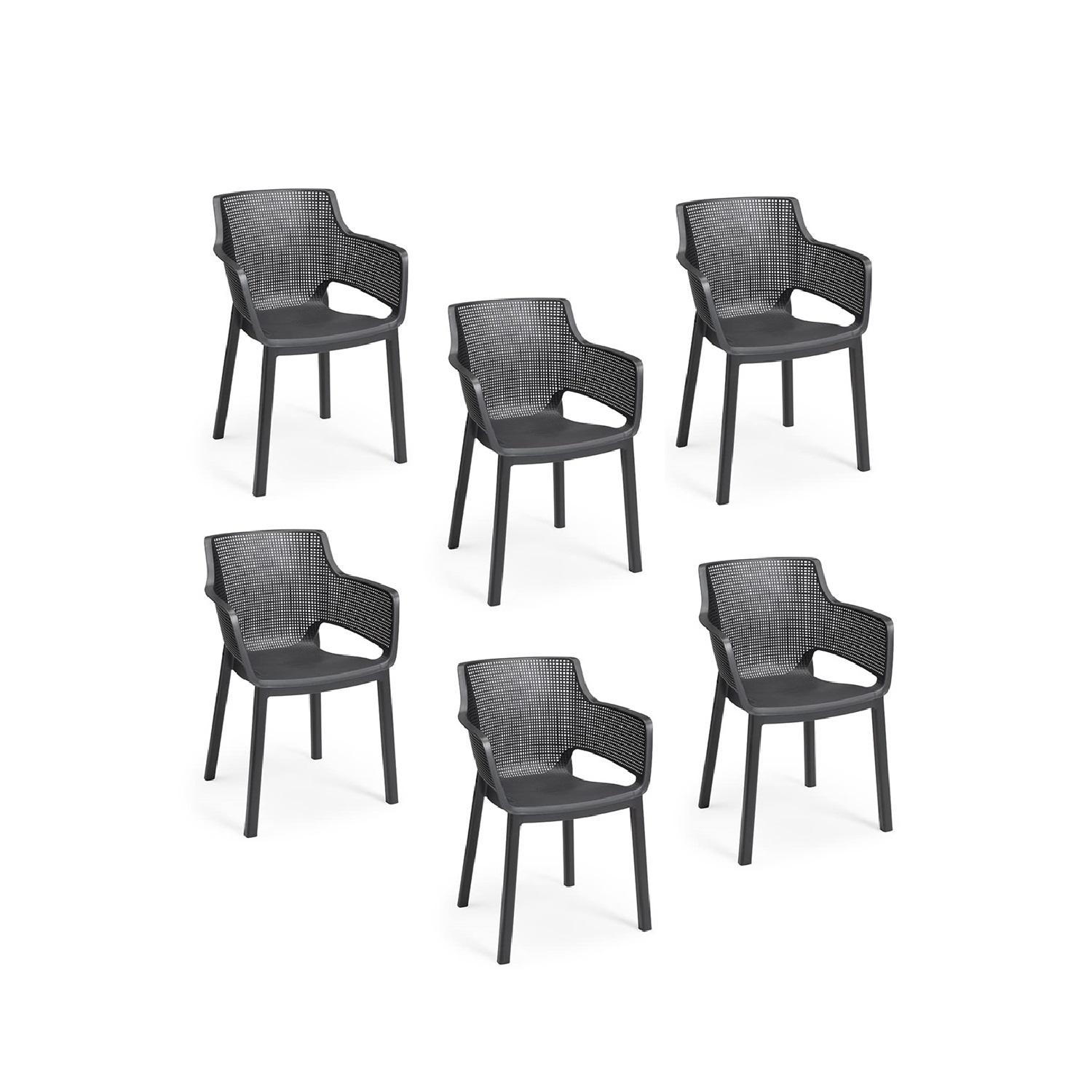 SET KETER ELISA GRIS 6 SILLAS TERRAZA PLASTICO - 1