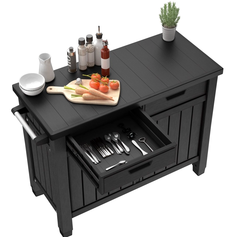 MESA AUXILIAR ASADOR DE JARDIN BUFFET CABINET GRAFITO - 3