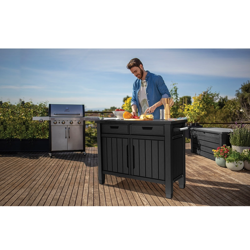 MESA AUXILIAR ASADOR DE JARDIN BUFFET CABINET GRAFITO - 5
